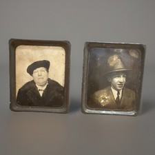 🖼️✨ Vintage 1930s–40s Photomatic Metal Photo Portraits Fred Harvey Pair