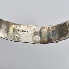 VTG Fred Harvey Navajo Green Turquoise Stamped Sterling Silver Cuff Bangle 6.37