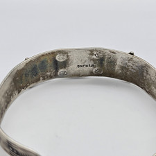 VTG Fred Harvey Navajo Green Turquoise Stamped Sterling Silver Cuff Bangle 6.37