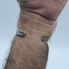 VTG Fred Harvey Navajo Green Turquoise Stamped Sterling Silver Cuff Bangle 6.37