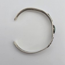 VTG Fred Harvey Navajo Green Turquoise Stamped Sterling Silver Cuff Bangle 6.37