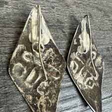 Large Vtg 1940s Fred Harvey Era Native American Sterling Navajo Stamped Earrings - Additional view 4