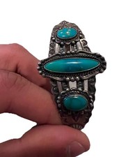Vintage 50/60s Fred Harvey Era Sterling Silver Turquoise Cuff Bracelet - Additional view 1