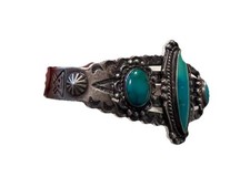 Vintage 50/60s Fred Harvey Era Sterling Silver Turquoise Cuff Bracelet - Additional view 2