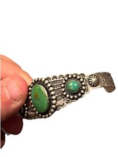 VTG Sterling Silver Turquoise BELL TRADING POST Cuff Bracelet Fred Harvey - Additional view 2