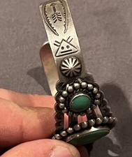 VTG Sterling Silver Turquoise BELL TRADING POST Cuff Bracelet Fred Harvey - Additional view 3