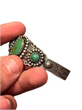 VTG Sterling Silver Turquoise BELL TRADING POST Cuff Bracelet Fred Harvey - Additional view 4