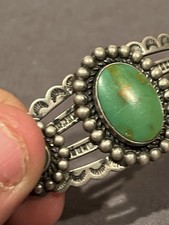 VTG Sterling Silver Turquoise BELL TRADING POST Cuff Bracelet Fred Harvey - Additional view 5