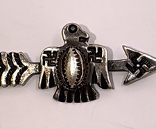 Native American Fred Harvey Era Whirling Log Thunder Bird Brooch Sterling Silver - Additional view 1