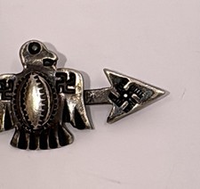 Native American Fred Harvey Era Whirling Log Thunder Bird Brooch Sterling Silver - Additional view 2