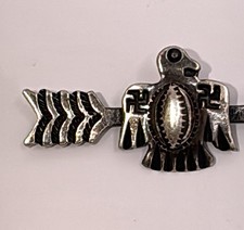 Native American Fred Harvey Era Whirling Log Thunder Bird Brooch Sterling Silver - Additional view 3