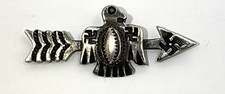 Native American Fred Harvey Era Whirling Log Thunder Bird Brooch Sterling Silver