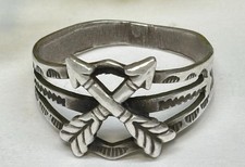 Atq Fred Harvey Era Navajo Hand Made Sterling Silver Crossed Arrows Ring Size 8 - Additional view 1