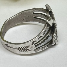 Atq Fred Harvey Era Navajo Hand Made Sterling Silver Crossed Arrows Ring Size 8 - Additional view 3