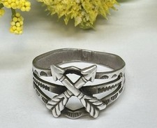 Atq Fred Harvey Era Navajo Hand Made Sterling Silver Crossed Arrows Ring Size 8