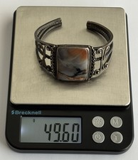 VTG 1940s Navajo Cuff Bracelet Fred Harvey Era Petrified Wood Native American SS - Additional view 15