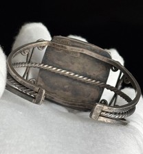 VTG 1940s Navajo Cuff Bracelet Fred Harvey Era Petrified Wood Native American SS - Additional view 3
