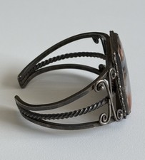 VTG 1940s Navajo Cuff Bracelet Fred Harvey Era Petrified Wood Native American SS - Additional view 5