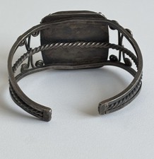 VTG 1940s Navajo Cuff Bracelet Fred Harvey Era Petrified Wood Native American SS - Additional view 6