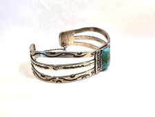 Fred Harvey Era Navajo Turquoise WHIRLING LOGS Split Shank Sterling Bracelet - Additional view 5