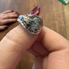 vintage Fred Harvey Era sterling silver Thunderbird ring Size 7.5 - Additional view 2