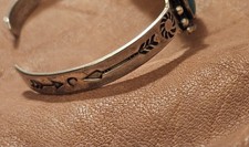 Vintage Women's Sterling Turquoise Cabochons Stamped Harvey Era Cuff Bracelet - Additional view 7