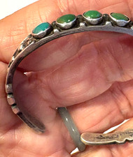OLD Fred Harvey era Navajo/Zuni snake eye Turquoise silver Bracelet 5.25 - Additional view 13