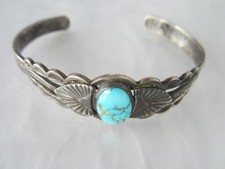 ANTIQUE FRED HARVEY NAVAJO THE JOURNEY OF LIFE STERLING TURQUOISE BRACELET - Additional view 2