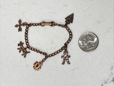 Vintage Fred Harvey Era Copper Native American Navajo Concho 5 Charm Bracelet - Additional view 4