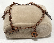 Vintage Fred Harvey Era Copper Native American Navajo Concho 5 Charm Bracelet