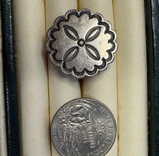 NAVAJO FRED HARVEY ERA SILVER RING STAMPED FLAT SPLIT SHANK COIN - Additional view 4