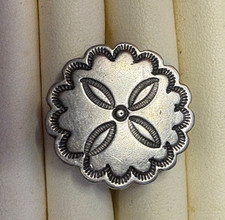 NAVAJO FRED HARVEY ERA SILVER RING STAMPED FLAT SPLIT SHANK COIN