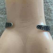 OLD Fred Harvey Era Navajo Sterling Silver Turquoise Reverse Punch Row Bracelet - Additional view 8