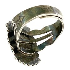 ANTIQUE 1930’s FRED HARVEY Sterling Silver ROPE~RAINDROP Green TURQUOISE Ring - Additional view 5