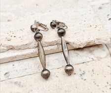 RARE ViNTAGE Fred Harvey Sterling Handmade Navajo Bead Necklace Earrings SET - Additional view 6