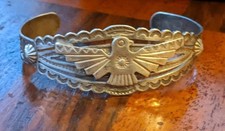 Vintage Fred Harvey Tourist Native American Eagle Bracelet 925 Sterling Silver