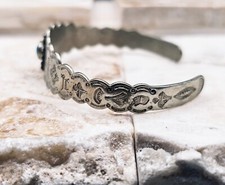 Vintage Native American Fred Harvey ERA Silver Turquoise Cuff Stamped Handmade - Additional view 3