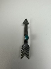vintage Native American Fred Harvey era sterling silver turquoise arrow pin - Additional view 1