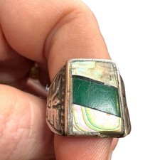 Fred Harvey Era Sterling Silver Abalone Mother Of Pearl Ring Zuni Navajo - Additional view 1