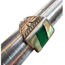 Fred Harvey Era Sterling Silver Abalone Mother Of Pearl Ring Zuni Navajo - Additional view 12