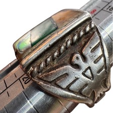 Fred Harvey Era Sterling Silver Abalone Mother Of Pearl Ring Zuni Navajo - Additional view 13