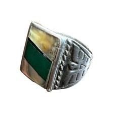Fred Harvey Era Sterling Silver Abalone Mother Of Pearl Ring Zuni Navajo - Additional view 14