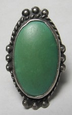 GREEN Turquoise Ring Navajo FRED HARVEY ERA s5.5 Sterling Silver Native American - Additional view 1
