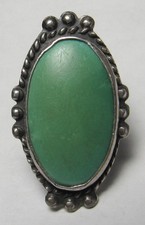 GREEN Turquoise Ring Navajo FRED HARVEY ERA s5.5 Sterling Silver Native American - Additional view 2