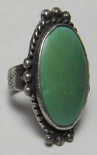 GREEN Turquoise Ring Navajo FRED HARVEY ERA s5.5 Sterling Silver Native American - Additional view 4