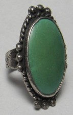 GREEN Turquoise Ring Navajo FRED HARVEY ERA s5.5 Sterling Silver Native American - Additional view 5