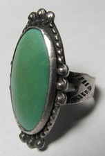GREEN Turquoise Ring Navajo FRED HARVEY ERA s5.5 Sterling Silver Native American - Additional view 9