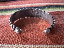 VTG Native American Trading Post Era Fred Harvey Turquoise Silver Row Bracelet - Additional view 3