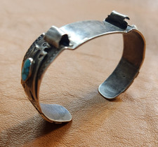 Antique FRED HARVEY ERA Navajo WHIRLING LOG THUNDERBIRD Watch Band Bracelet - Additional view 2