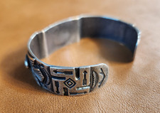 Antique FRED HARVEY ERA Navajo WHIRLING LOG THUNDERBIRD Watch Band Bracelet - Additional view 4